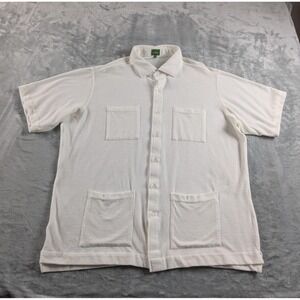 Sid Mashburn Shirt Mens XL White Terry Cloth Knit Marquez Short Sleeve READ